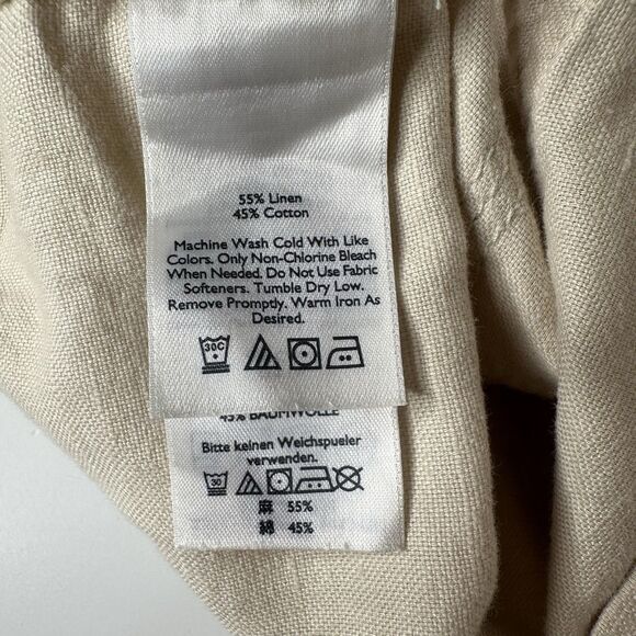 Eddie Bauer Linen Blend Pants Womens Sz 12 Beige Coastal Beach Casual Vacation - Picture 6 of 12